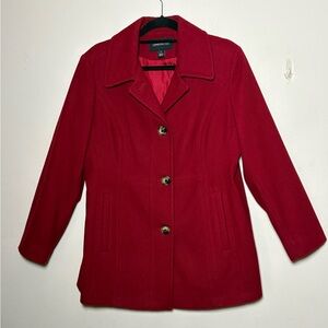 London Fog Womens Coat Size L Peacoat Wool Blend Mid Length Red